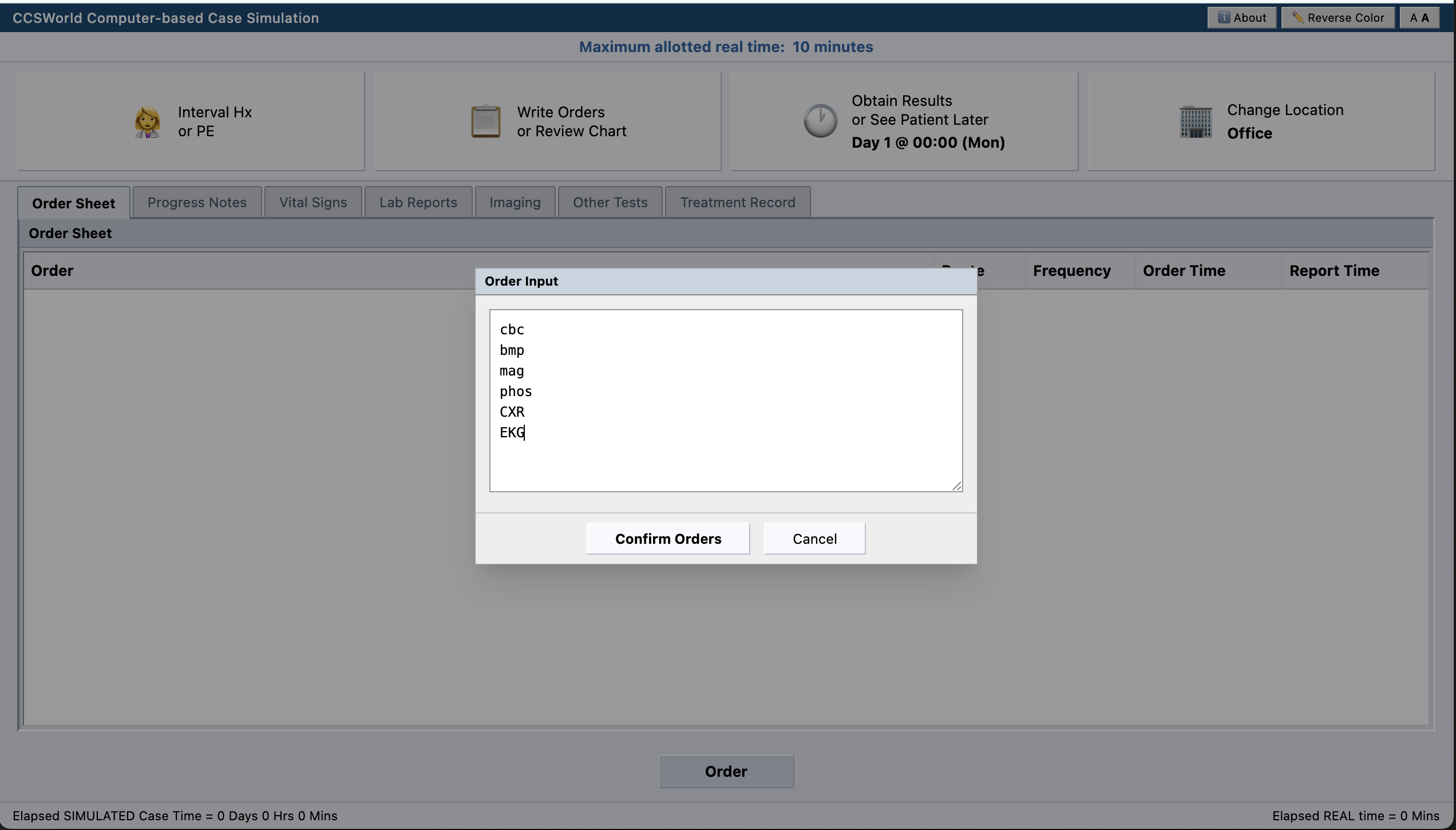 CCS World order input screen, matching the real Primum interface